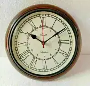 12 Maritime Roman Numerals Decor Antique Style Vintage BrassWooden Wall Clock