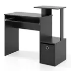 Space-saving Computer Desk with Pull-out Keyboard Tray-Black - Color: Black