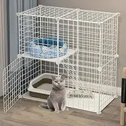 BNOSDM 2 Tier Cat Cage Indoor Detachable Metal Wire Kitten Cage DIY Pet Cat Kennel Enclosures with Door for Kitten Small Animals White