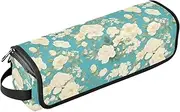 White Roses 2-in-1 Curling Iron Travel Case and Heat Resistant Mat with Zipper Large Capacity Hair Straighteners Organizer for Curling Iron Straightener Flat Hair Dryer Portable Organizer
