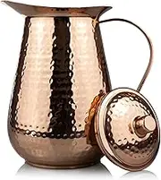 Kosdeg Copper Pitcher Extra Large 68 Oz - Drink More Water Lower Your Sugar Intake and Enjoy The Health Benefits Immediately - 100% Pure Copper Handmade Hammered Jug, Made from Heavy Gauge Copper