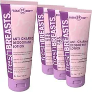 Fresh Breasts Anti-Chafing Cream Deodorant Lotion to Powder, 3.4 Fl Oz (4 Pack) Whole Body Anti-Friction for Women, Inner Thighs & Areas that Sweat, No Talc, Aluminum & Fragrance