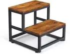 Step Stools for Adults Kids, 2 Step Stool, Heavy Duty Steel & Sturdy Wide Ped...
