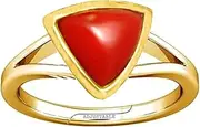 [Divya Shakti] 8.25-8.50 Carat Triangle Red Coral Red Moonga Gemstone Panchdhatu Adjustable Ring for Men & Women