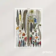 Feathers Diagram · Adolphe Millot, 1900 · Giclée Wall Art Print