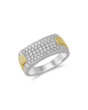 Bloomingdale's Fine Collection Men's Diamond Two Tone Square Cluster Ring in 14K Yellow Gold & White Gold, 0.75 tcw