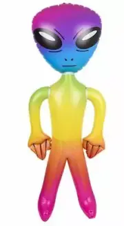 63" GIANT Rainbow ALIEN Inflatable- Kid's Love These!-UFO Prop Toy Gag Joke