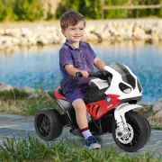 CostwayKids Ride on Motorcycle with Training Wheels Head Light-Red