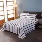 Bed Sheet Set Queen Size Simplicity Black Striped Pattern Deep Pockets Easy F...
