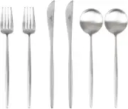 CUTIPOL MOON Matte Silver Dinner Knife Fork Spoon Set of 2 6 Pieces New