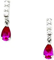 [JewelryWeb] 14k White Gold Red CZ Simulated Diamond Pear Shaped Drop Screw Back Earrings 13x3mm Stud Earring for Women