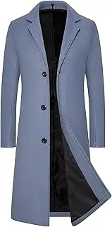 [Qolkmuiy-GJ] Men's Winter Warm Wool Blend Coat Classic Casual Single Breasted Overcoat Slim Fit Notched Collar Overcoats