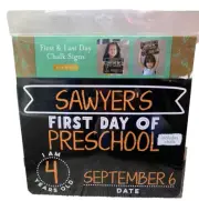 First Day Back To School Chalk Board Last Day Sign Age Date Year Chalk
