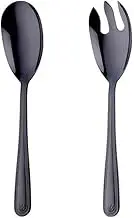 Large Salad Servers Set Serving Spoon Fork 12" Long 18/10 Stainless Steel - Black