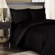 1200 Thread Count 100% Egyptian Cotton Bed Sheet Set 1200 TC QUEEN Black Stripe