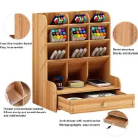 在飛比找蝦皮購物優惠-B1 Wooden Desk Organizer Multi