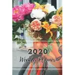 WEEKLY PLANNER: 52 WEEK PLANNER AND MONTH AT A GLANCE, ORANGE BICYCLE WITH BASKET OF COLORFUL FLOWERS