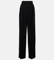 [Saint Laurent] Saint Laurent High-rise wool Grain De Poudre tuxedo pants UK 6 black