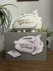 Harley Davidson White Hog Gas Tank Biker Warrior Ceramic Cookie Jar 11.5”L 7.5”H