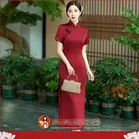 在飛比找樂天市場購物網優惠-M-5XL加大 印花長旗袍 復古中國風經典改良式時尚修身超顯