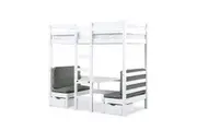 Timothy Timber Loft Bed with Table & Benches - Grey