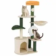 Costway Flower Cat Tree Modern Kitty Tower w/Top Perch Cozy Condo Sisal Scratching Post & Board