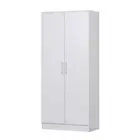 Large Storage Cabinet Organiser Two 2 Door Shelf Room Cupboard White Bathroom