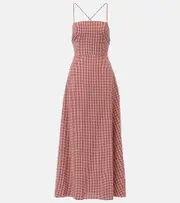 [Posse] Posse Lori gingham cotton maxi dress UK 14 red