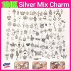 100PCS Bulk Tibetan Silver Mix Charm Pendants Necklace Jewelry Making DIY Craft