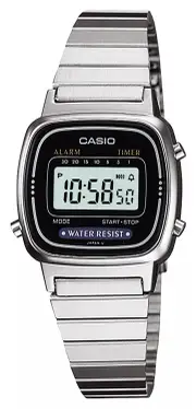 Casio LA670WA-1 LA670WA LA670 Silver Women's Ladies Digital Retro Vintage Watch