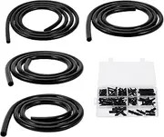 X AUTOHAUX Silicone Vacuum Tubing Hose 130PSI Max Pressure Automotive Vacuum Line Black with Vacuum Connector 1 Set 5Ft 4/6/8/12mm ID 2.5mm Thickness