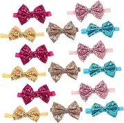 [COLLBATH] Glamorous Sequin Bows Headband Set for Girls Newborns Toddlers Photo Prop Elastic Hair Band Accessories