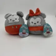 Mickey Mouse & Minnie Mouse Disney 100 Squishmallows 5" Silver NEW