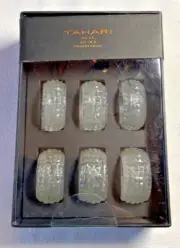TAHARI NAPKIN RINGS (6) CLEAR TEXTURED NWT