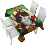 Cute Cat Design for Halloween Devil Kitten Tablecloth