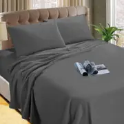 Kingtex Micro Flannelette Sheet Set 40 cm Wall Charcoal Single