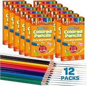 AuroTops 12 Pack Colored Pencils,144 Count Pre-Sharpened Colored Pencils Bulk,12 Vibrant Colors Color Pencil for Classroom Prizes,Back to School Supplies,Art Supplies for Adults&Kids