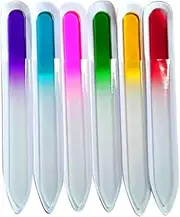 Crystal Glass Nail File Set 6pcs Nail Art Manicure Device Tool File Premium Finger Nail Pedicure Art File and Buffer Kit, Great Gift Idea for Women & Girls (Random Color)