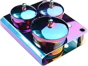 Folpus 3Pcs Nail Art Cup Bowls Acrylic Liquid Container Easy Carry Manicure Care with Cover for Nail Art Tool Woman Nail Art Artist, Color Plating