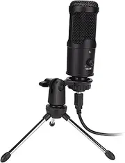 USB Microphone Kit Professional Cardioid Pickup Pattern Recording for Streaming Gaming PC Studio Black Metal