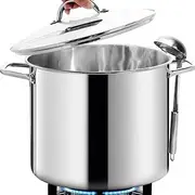 HOMICHEF Large Nickel Free Stainless Steel Stock Pot with Lid (31 cm, 19 Litre) - Mirror Polished Soup Pot 19L for Induction Cooktop - Heavy Large Cooking Pot with Lid