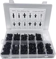 Lantee 350 Pcs Car Clips Assortment - 12 Types of Fasteners for Toyota 90467-06017 90467-07043, Mercedes A0009908492, Ford 387944-S GJ21-68885-B69 161-867-299-01C, BMW 51118174185 with Plastic Box