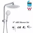 WELS 2 In 1 Gooseneck Shower Set Twin 9'' Rain Head 3 Modes Handheld Wall Arm