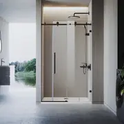 ELEGANT Fully Framless Design Resists Rust Sliding Door Shower Screen in Black
