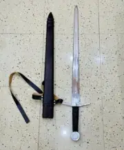 Handmade Damascus Steel Double Edge Viking Sword Battle Ready Sword & Scabbard