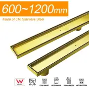 Brushed Gold 316SUS Tile Insert Floor Drain Shower Grate 50/80mm Waste Outlet