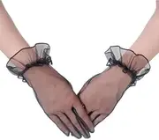 [Generic] Short Prom Tulle Gloves for Women Opera Party Accessory Sheer Mesh Wrist Length