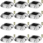 12-Pack Ultra-Bright Solar Driveway Lights, Waterproof & Durable for Outdoors