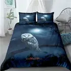 Moon Owl Dark Blue Single/Double/Queen/King Size Bed Duvet/Doona/Quilt Cover Set