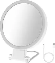 RdjEokf 30x Magnifying Mirror, with Light 360° Rotating Lighted Makeup Mirror, 1000mah Rechargeable Magnified Makeup Mirror, 3 Lighting Modes, Hand Held Foldable Travel Mirror, for Makeup